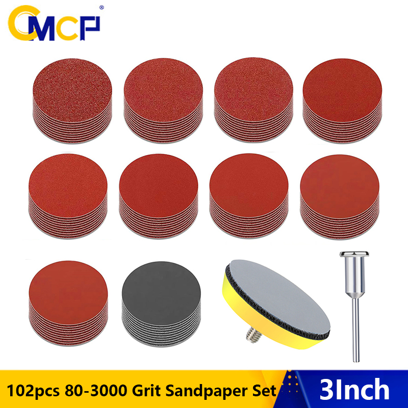 Grinder Polishing Pad Kit - CMCP 102pcs 3inch Sanding Discs Pads