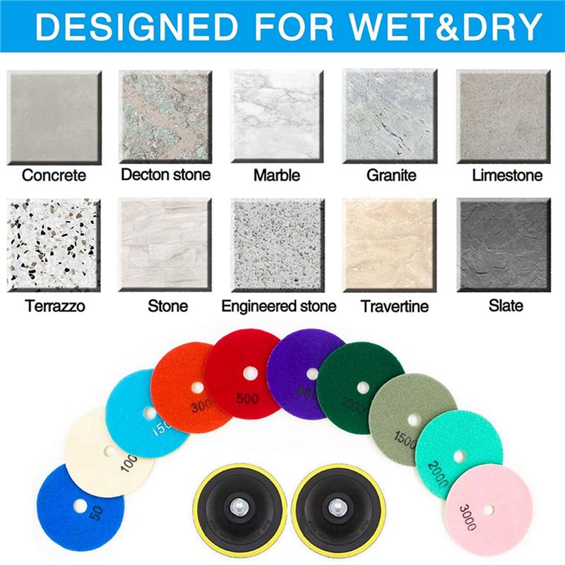 Grinder Polishing Pad Kit - 36Pcs 3 Inch Diamond Polishing Pads