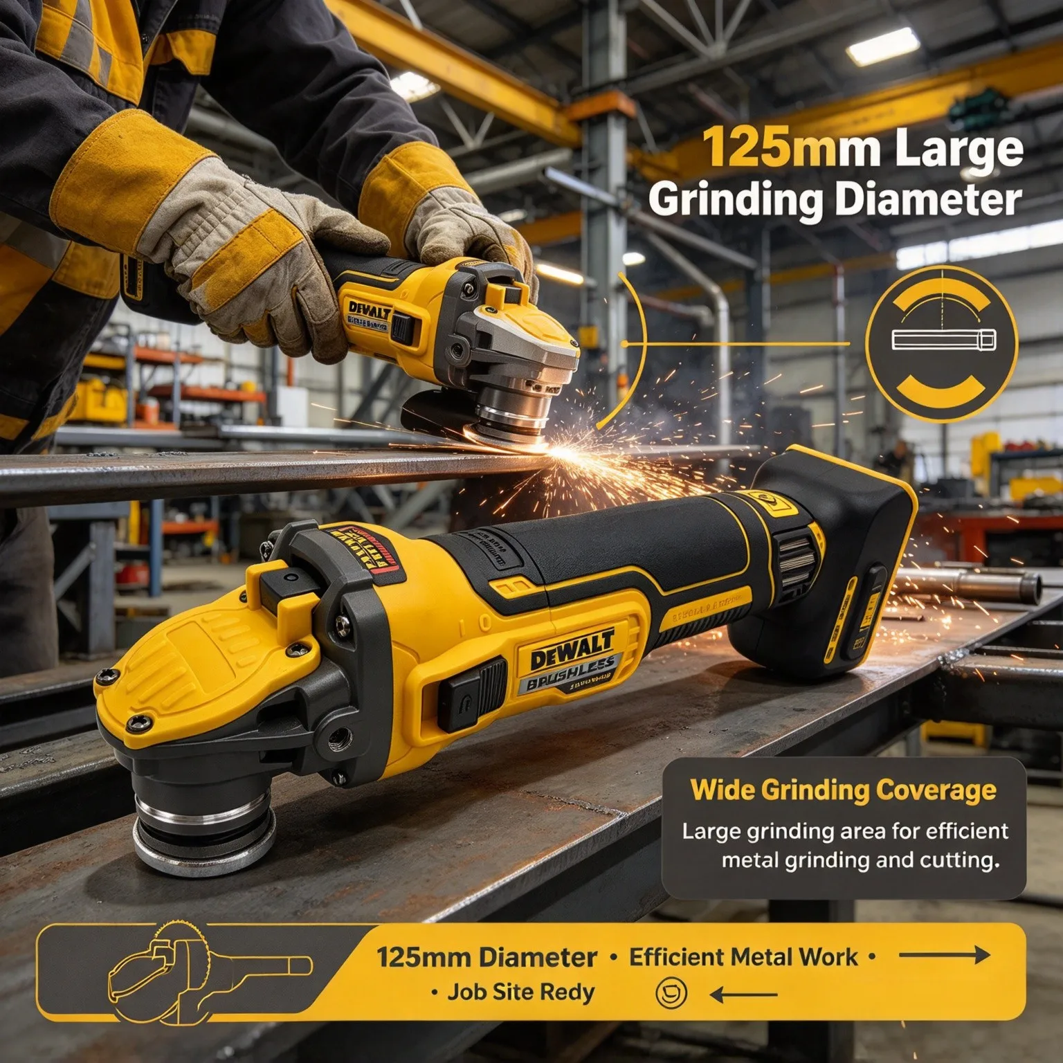 Cordless Angle Grinder 125Mm Brushless - DEWALT DCG409 20V Brushless Cordless Angle
