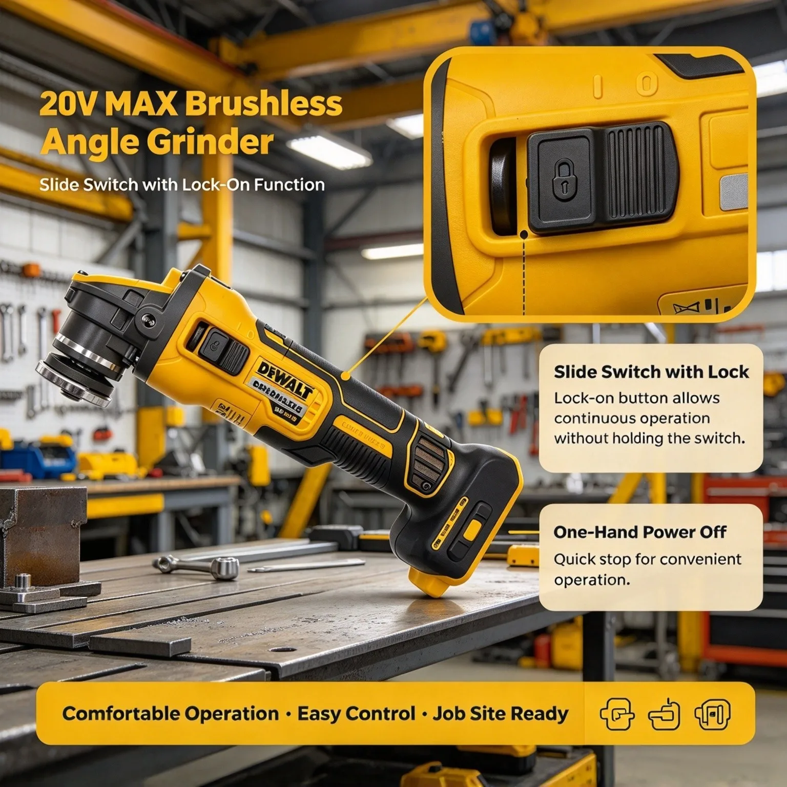 Cordless Angle Grinder 125Mm Brushless - DEWALT Angle Grinder DCG409 20V Cordless