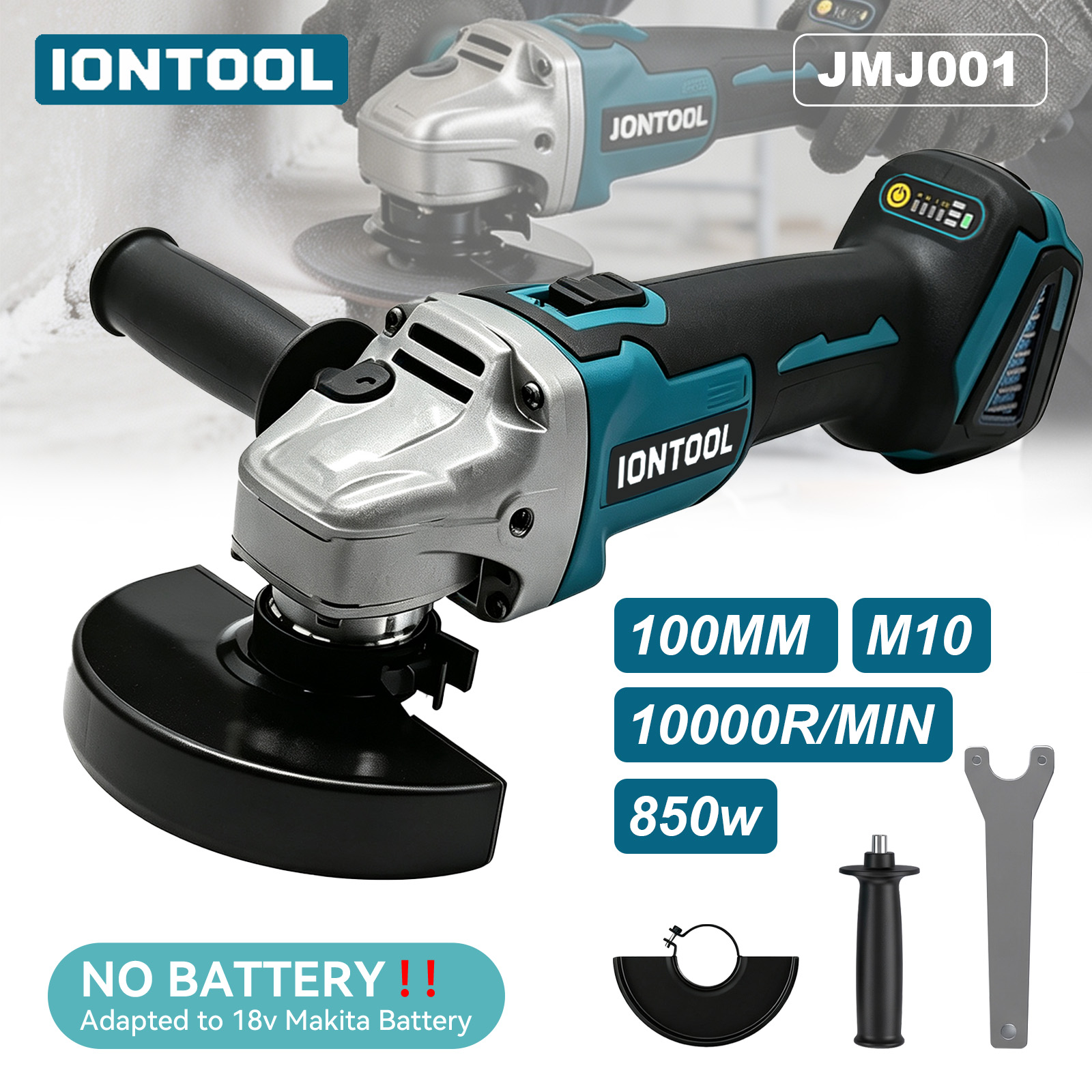 Brushless Grinder 100Mm 850W - IONTOOL 850W 100mm Cordless Angle Grinder