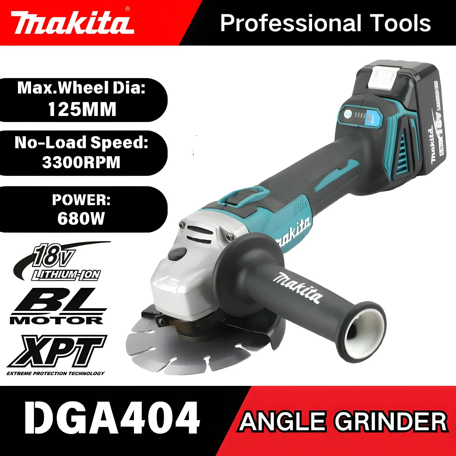 Cordless Angle Grinder 125Mm Brushless - Makita 125mm Cordless Angle Grinder DGA404