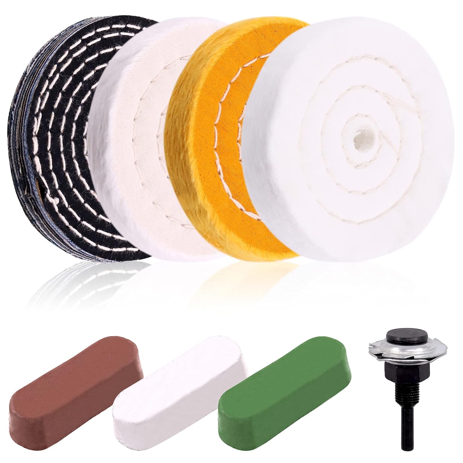 Grinder Polishing Pad Kit - Premium Bench Grinder Buffing Wheel Polishing