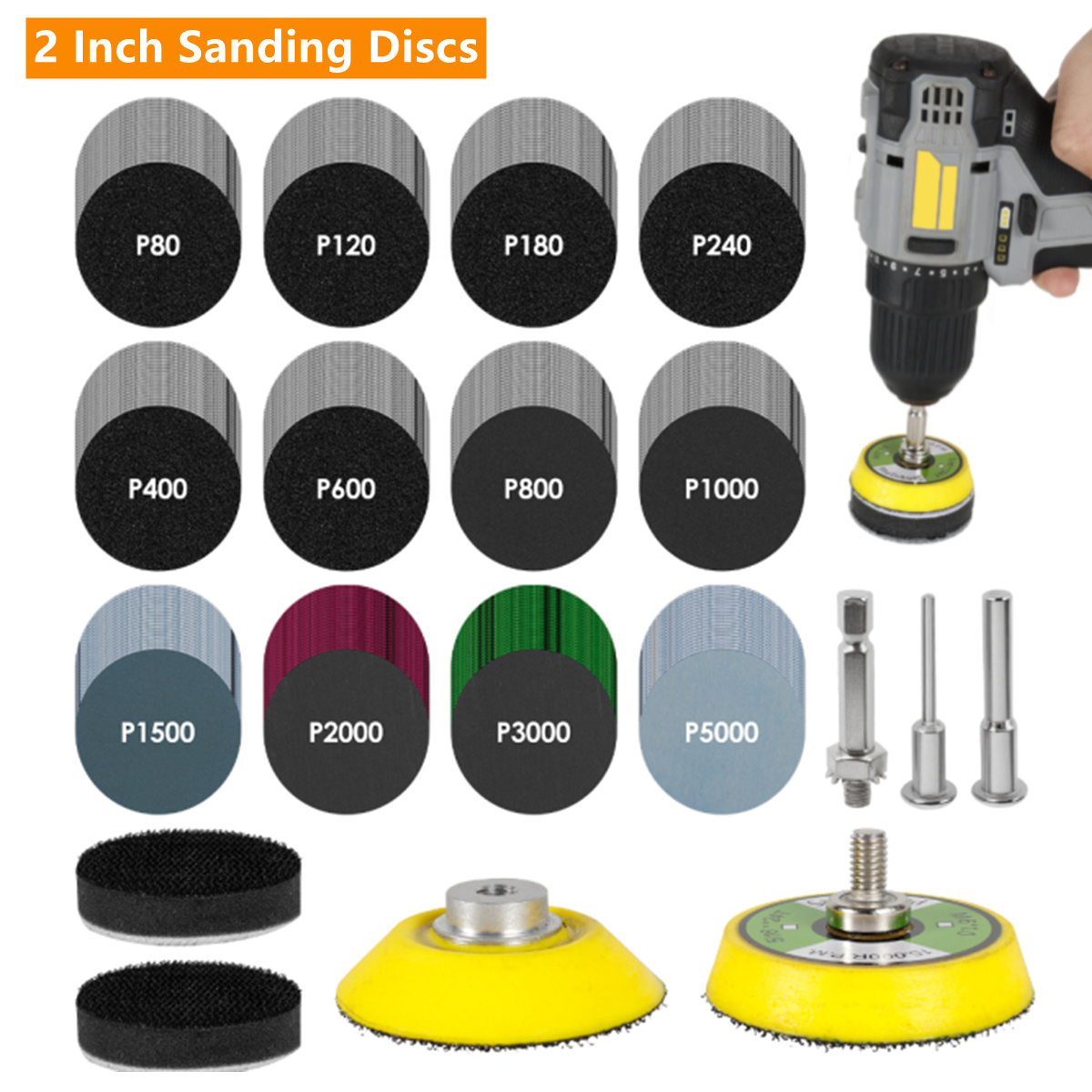 50/160/240Pcs 2/3 Inch 50mm Sa - Grinder Polishing Pad Kit review and price