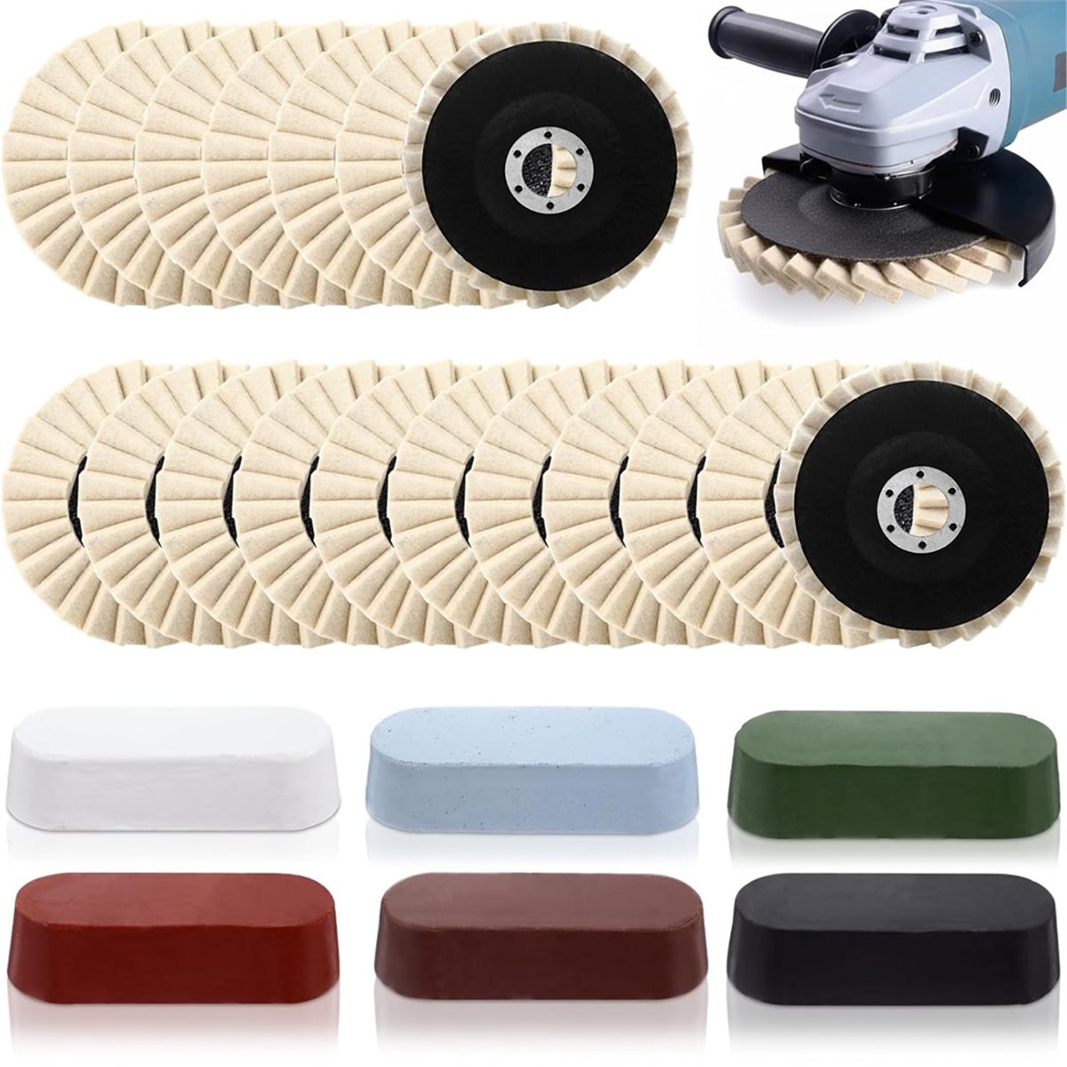 2026 New 24 Pcs Wool Polishing - Angle Grinder Flap Disc Set review and price