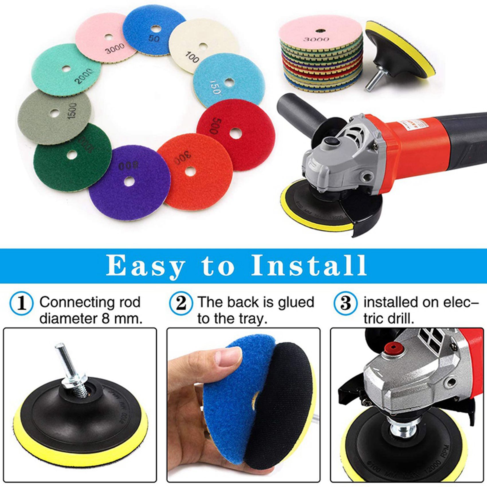 AC23-24Pcs 3 Inch Diamond Poli - Grinder Polishing Pad Kit review and price